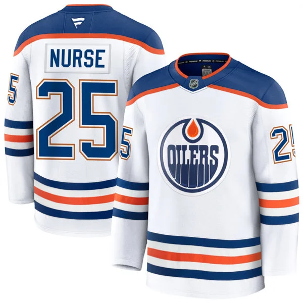 Men's Edmonton Oilers #25 Darnell Nurse Fanatics Away White Jersey